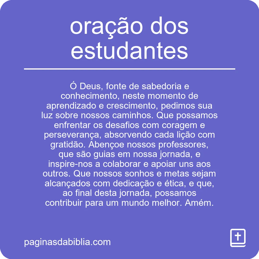 Oração dos estudantes: Poder espiritual transformador.