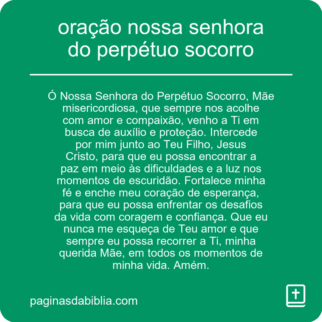 Oração incrível a Nossa Senhora do Perpétuo Socorro