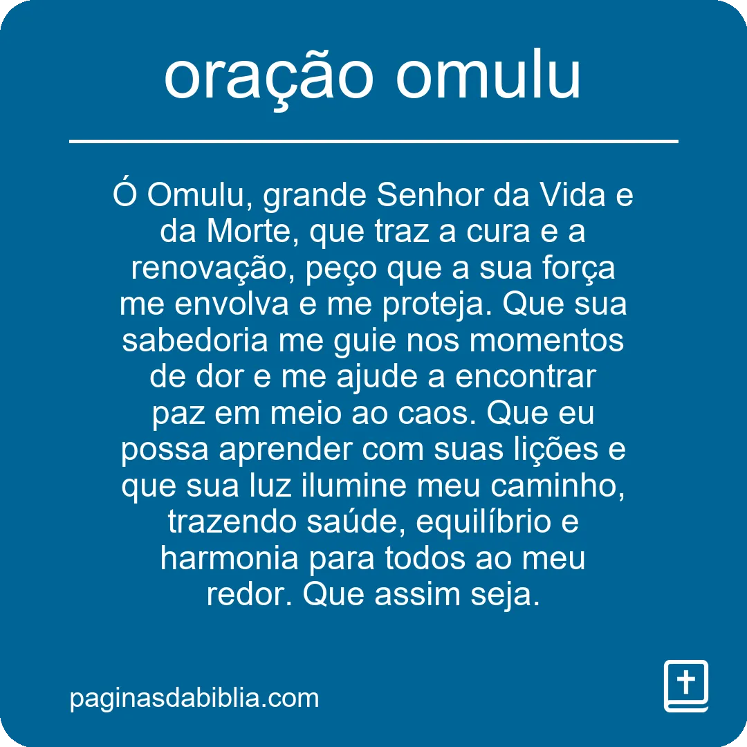 Oração Omulu: Poder Transformador para o Espírito