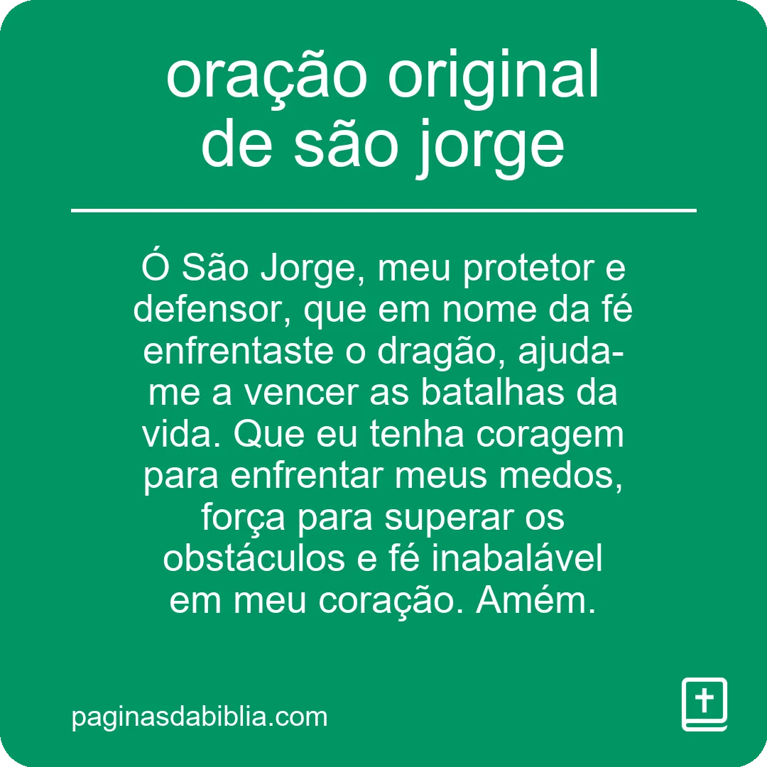 Oração Original de São Jorge: Poder Transformador.