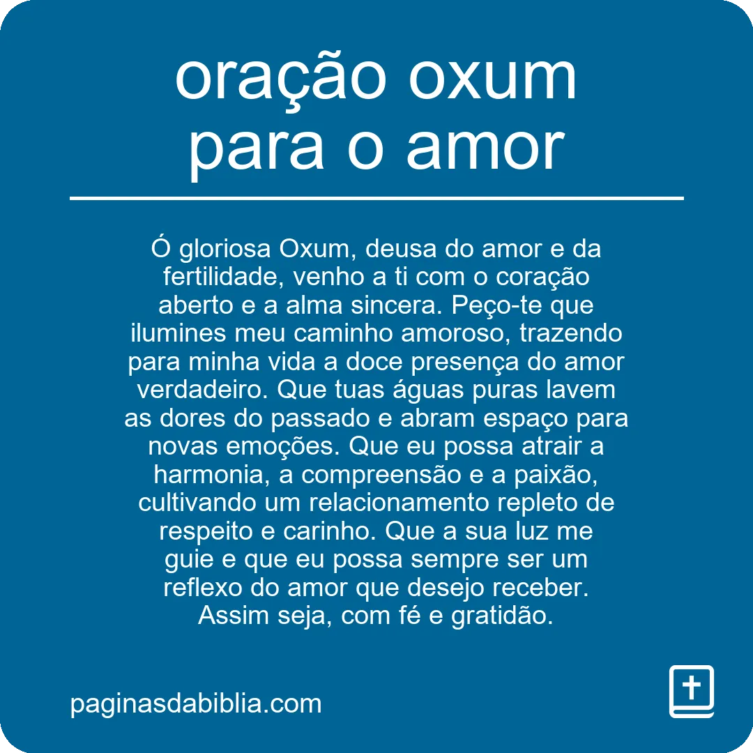 Oração Oxum para o amor: atração e harmonia.