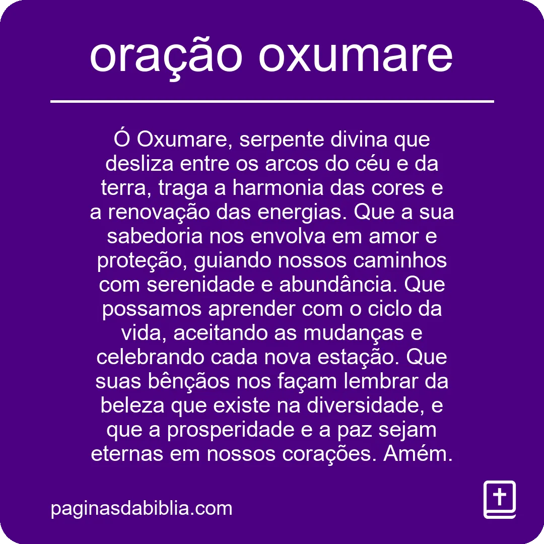 Oração Oxumare: Poder Transformador na Espiritualidade.