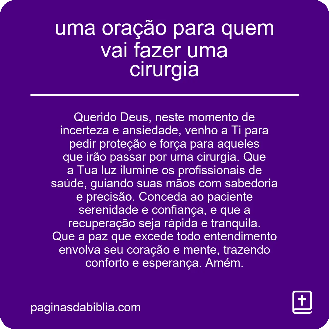 Oração para cirurgia: proteção e cura