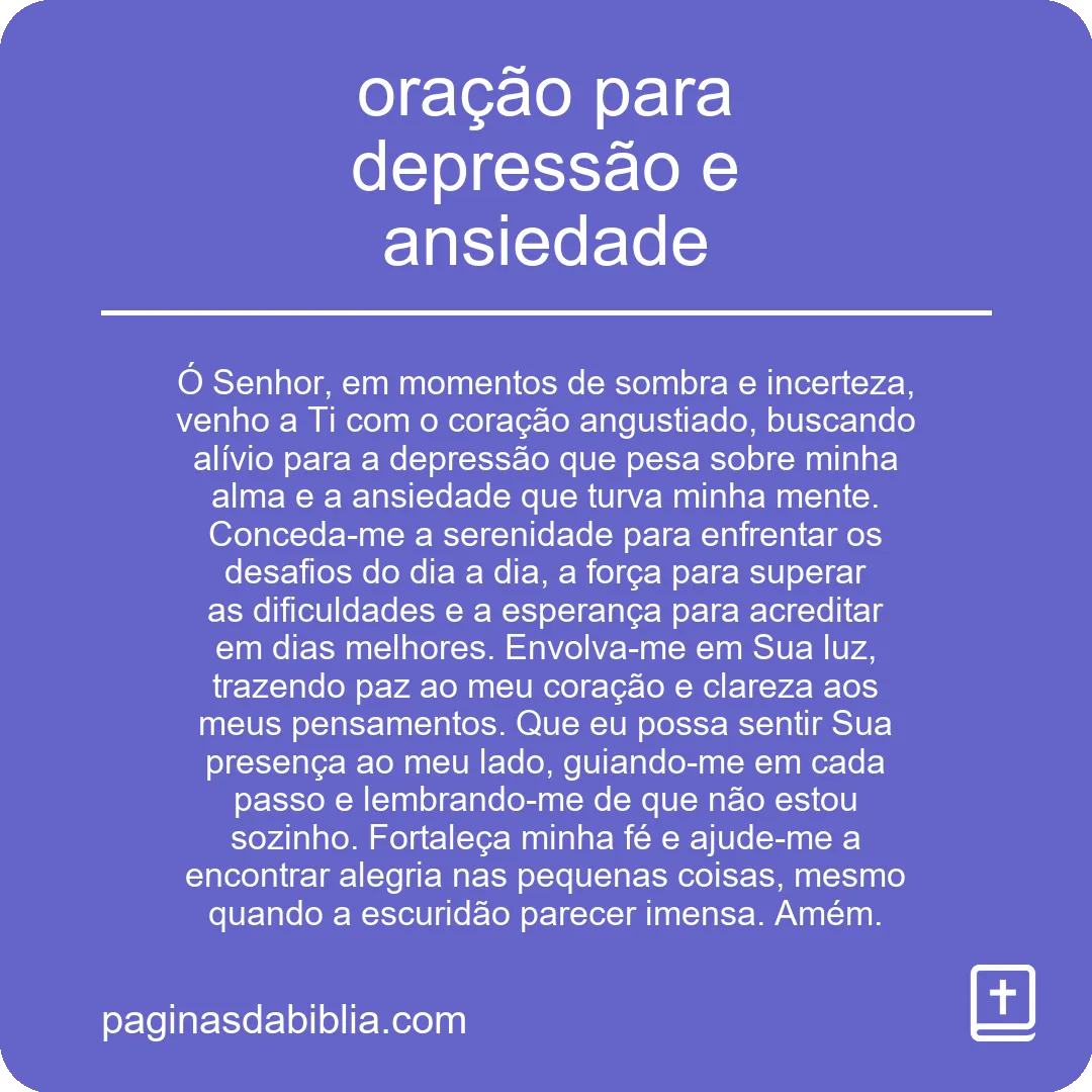 Oração para depressão e ansiedade: esperança e paz