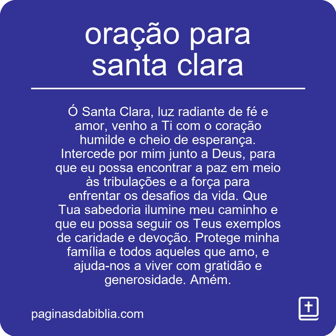 Oração para Santa Clara: Poder Transformador Espiritual