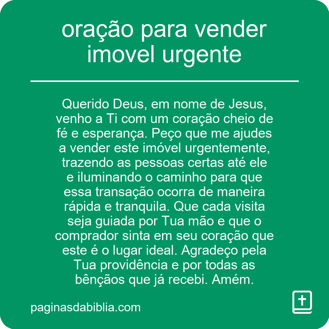 Oração para vender imóvel urgente: resultados rápidos!