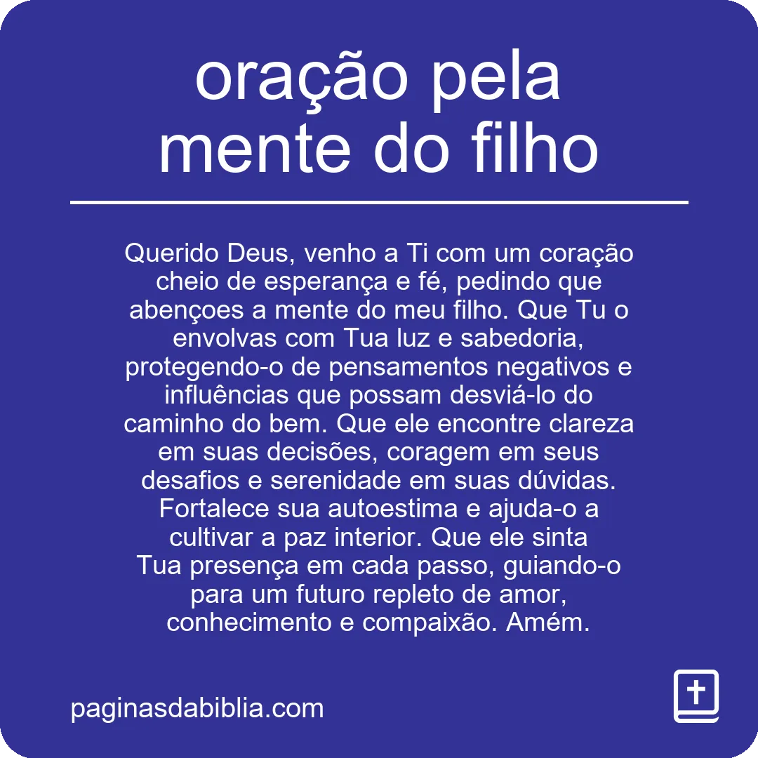 Oração pela mente do filho: proteção divina