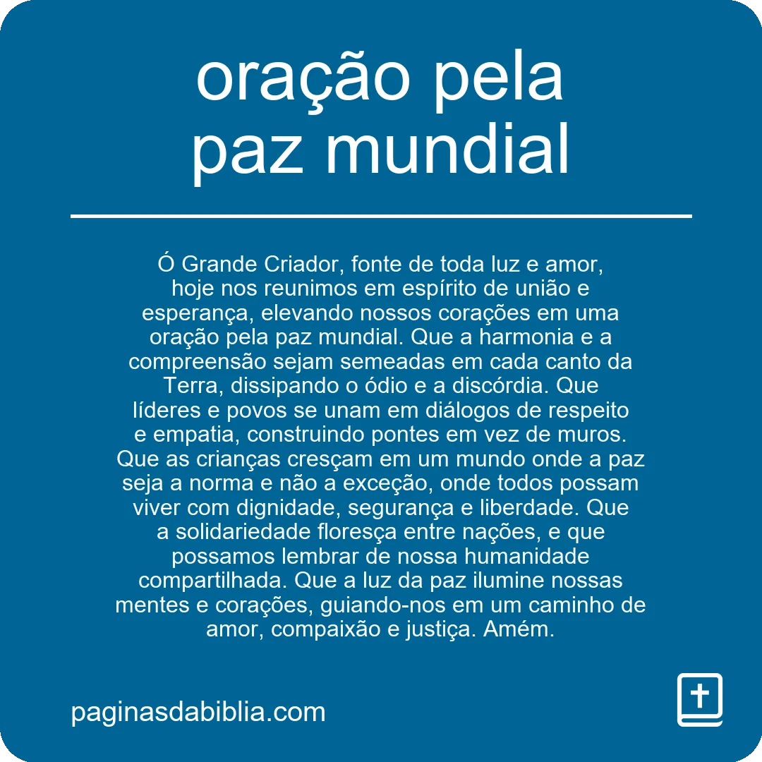 Oração Pela Paz Mundial: Poder Transformador Espiritual