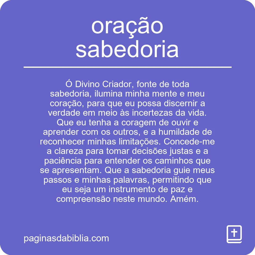 Oração pela Sabedoria Divina: Poder Transformador