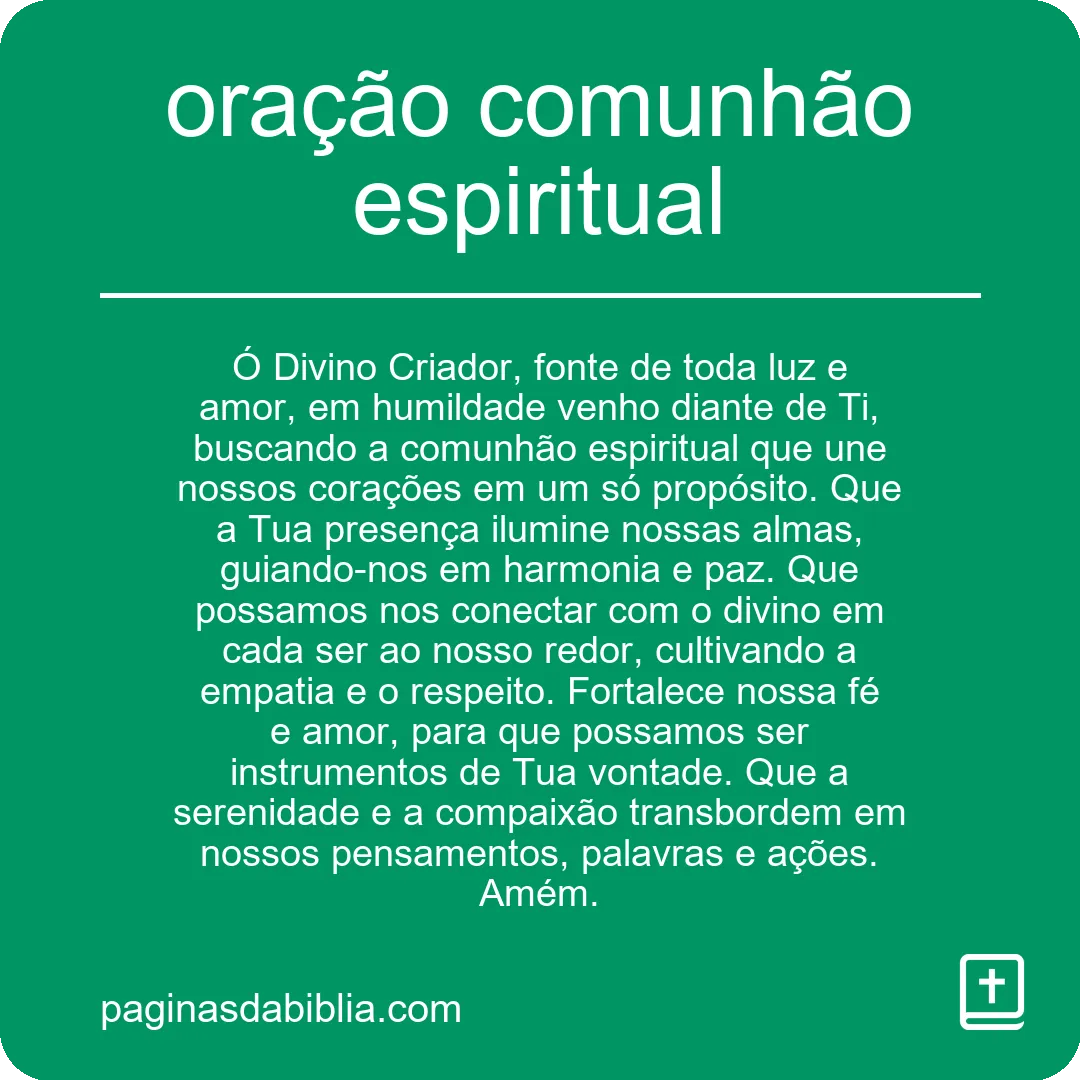 Oração: Poder Transformador da Comunhão Espiritual