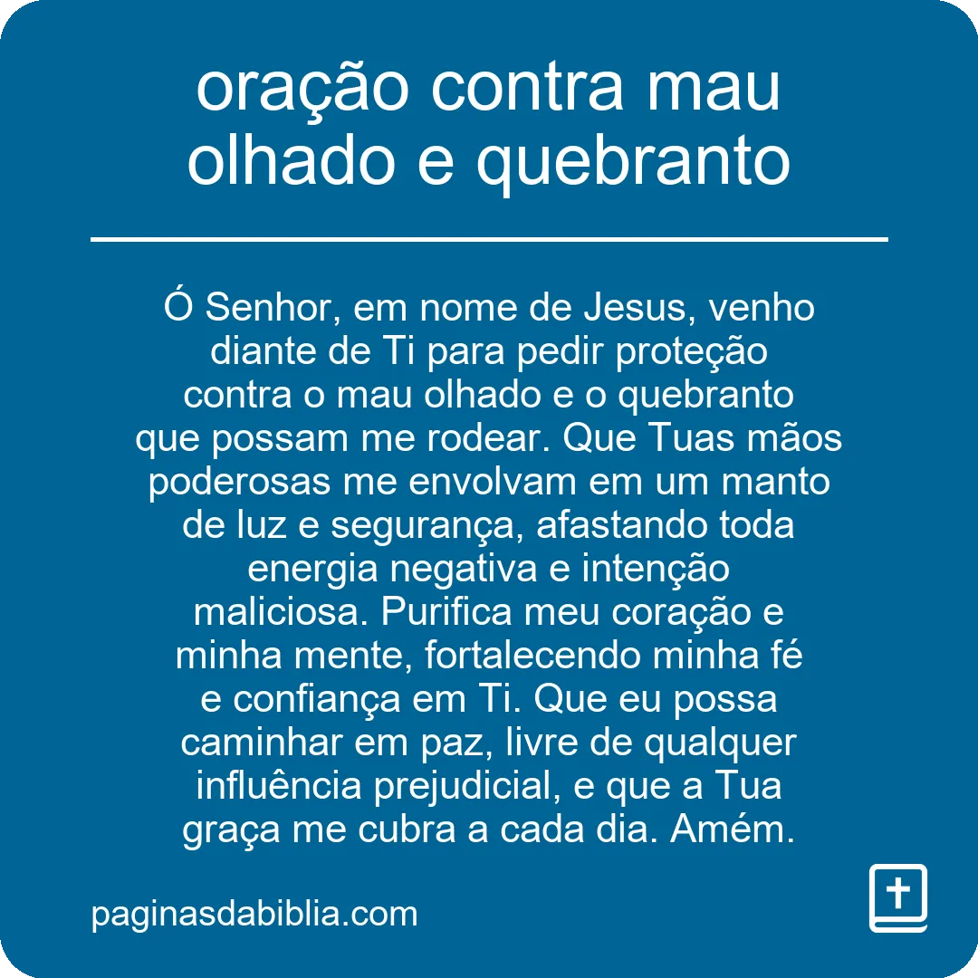 Oração poderosa contra mau olhado e quebranto
