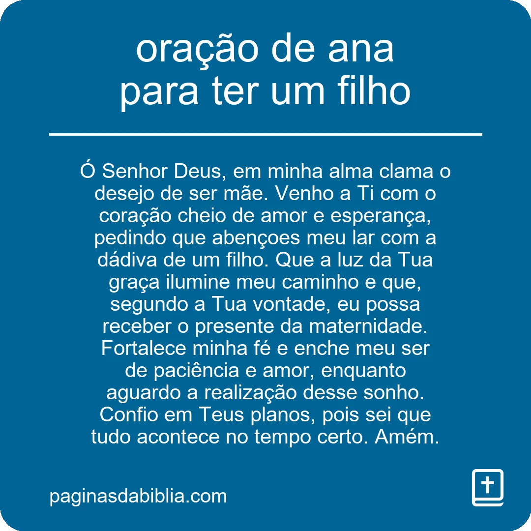 Oração poderosa de Ana para conceber um filho