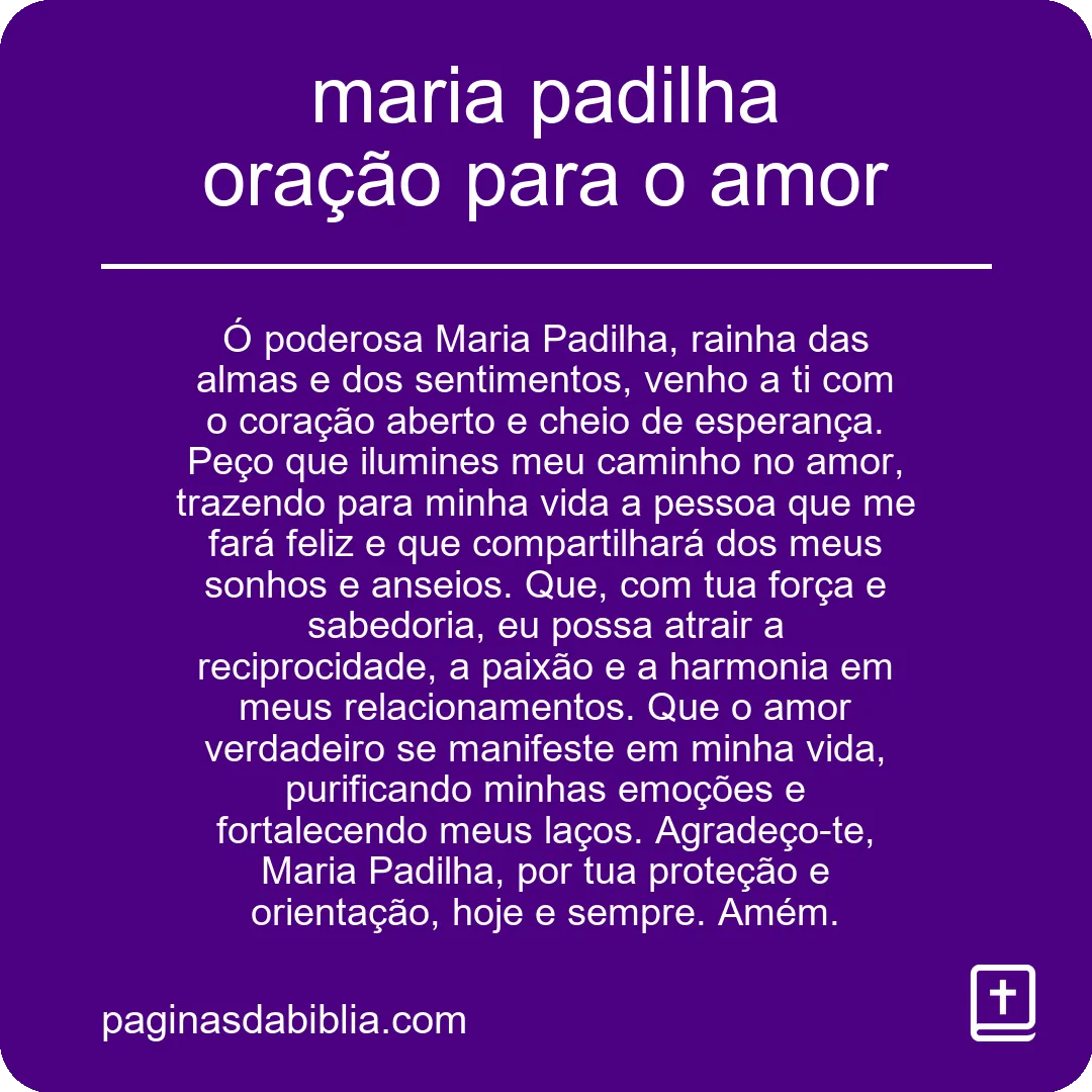 Oração poderosa de Maria Padilha para o amor eterno