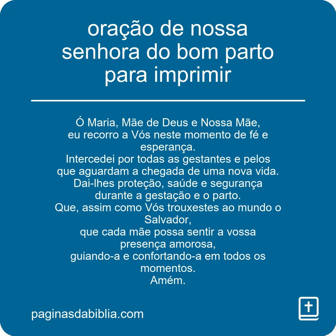 Oração poderosa de Nossa Senhora do Bom Parto para imprimir