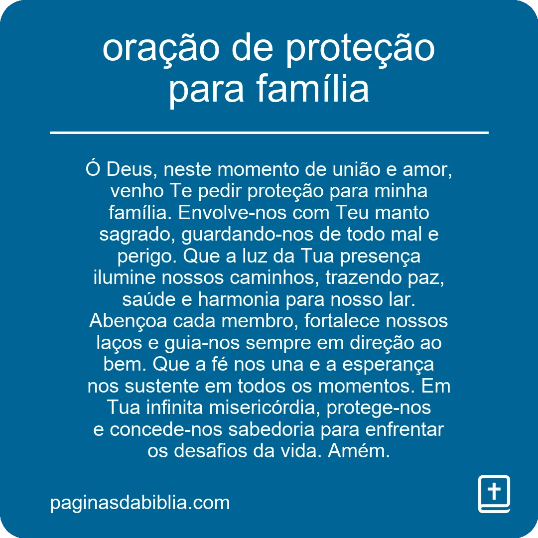 Oração poderosa de proteção espiritual para família