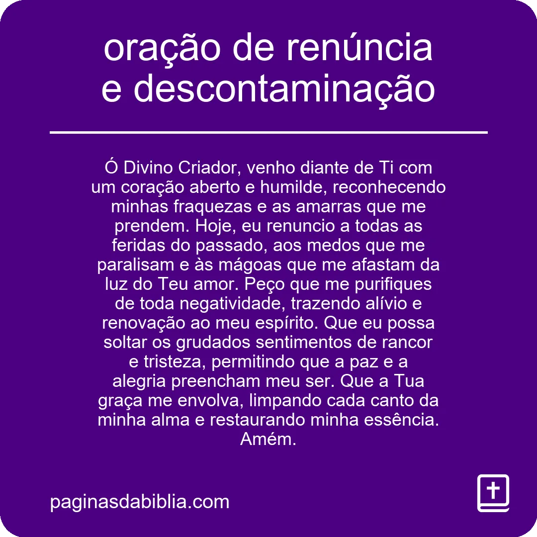 Oração Poderosa de Renúncia e Descontaminação Espiritual