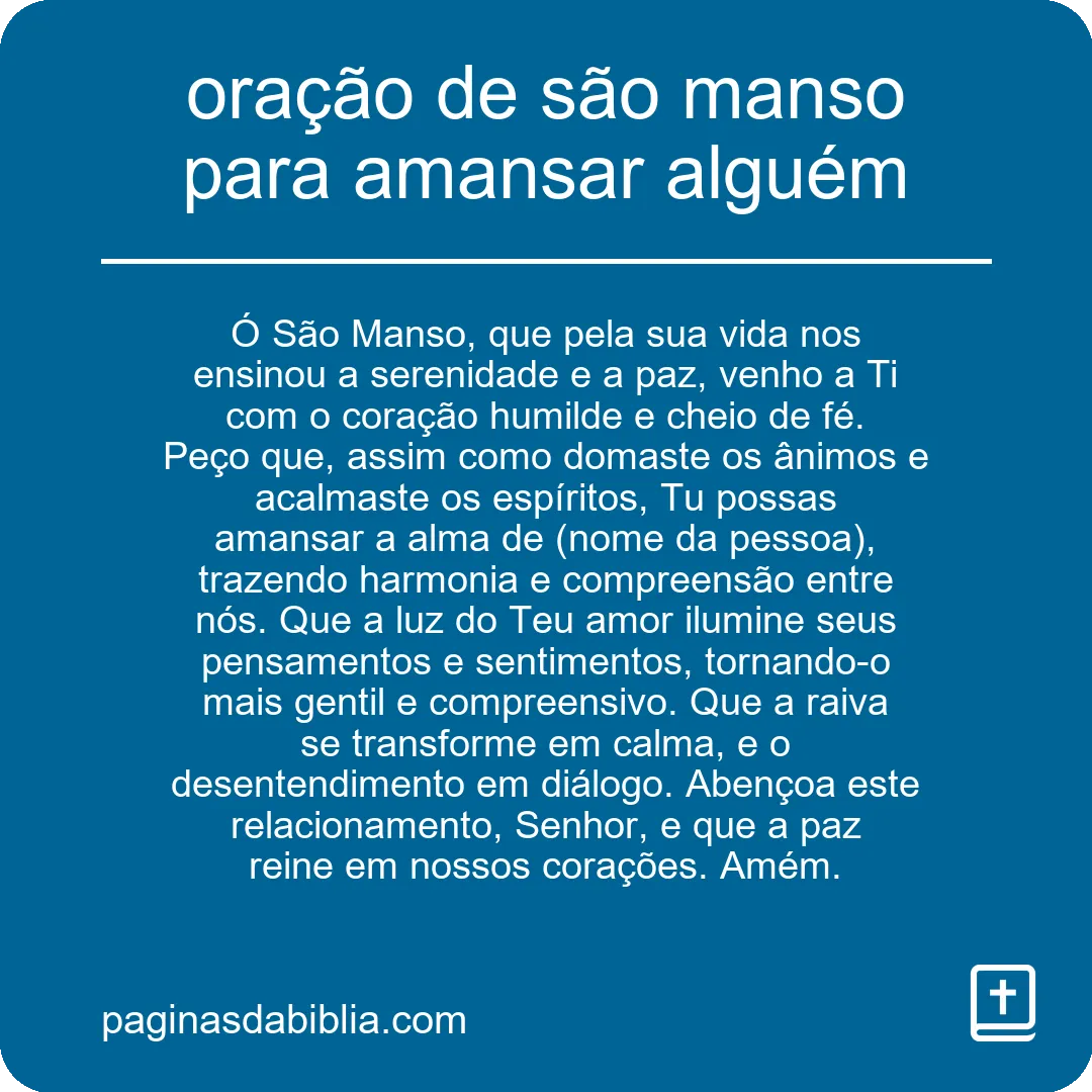 Oração poderosa de São Manso para harmonia espiritual