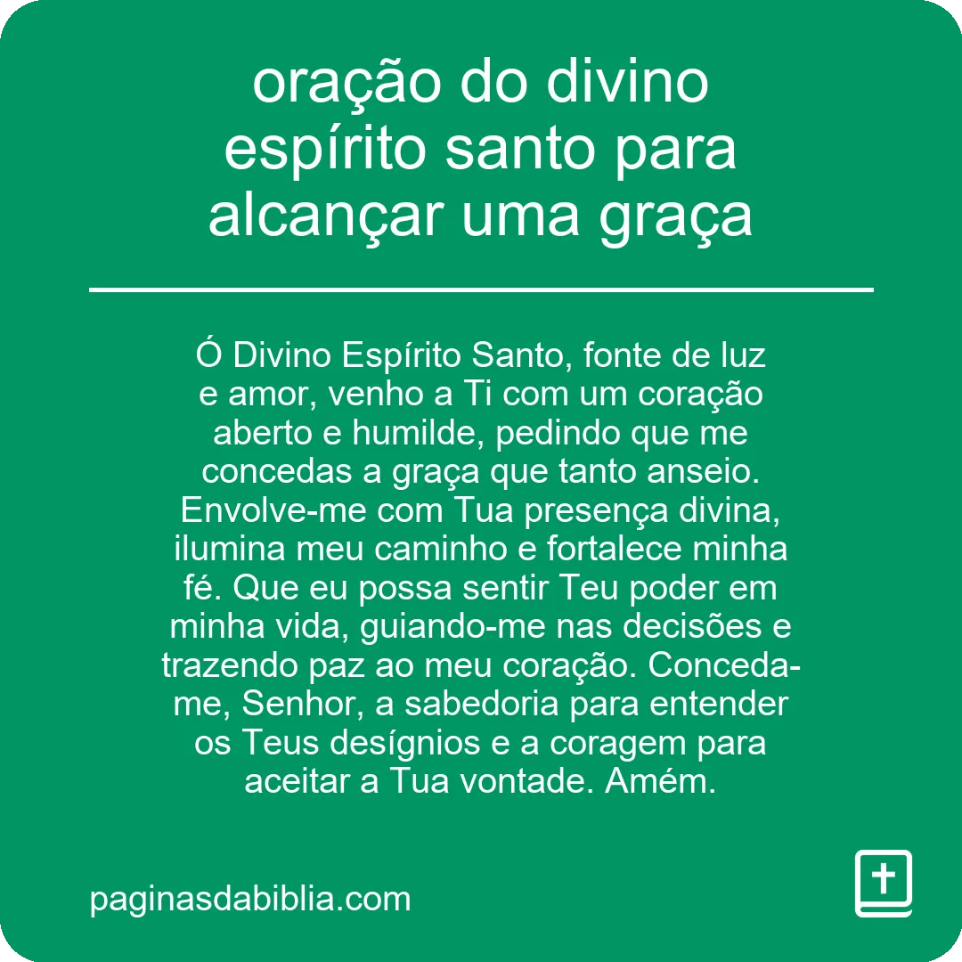 Oração poderosa do Espírito Santo para graça divina