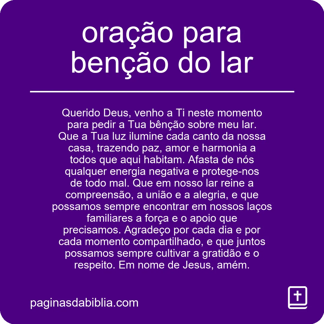 Oração Poderosa para a Benção do Lar