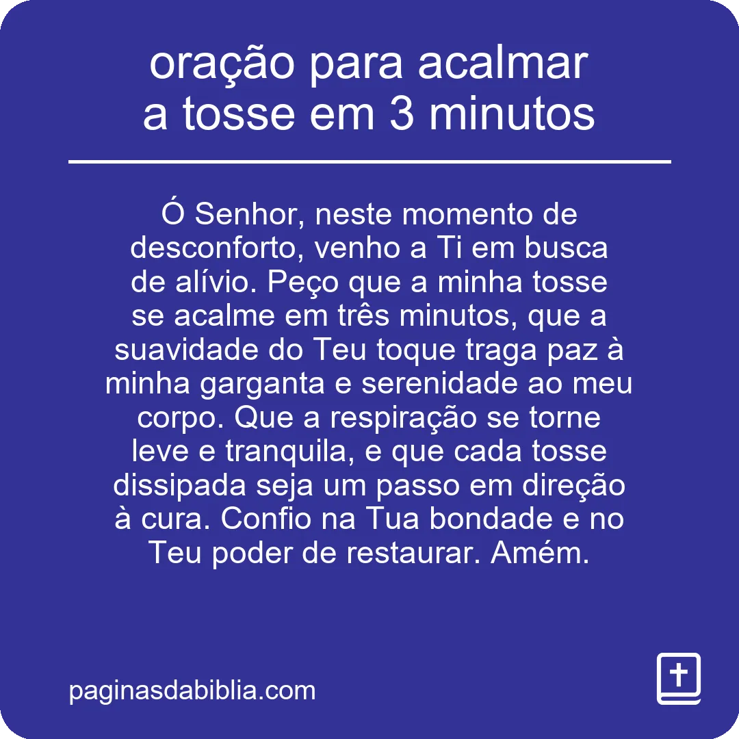 Oração poderosa para acalmar tosse em 3 minutos
