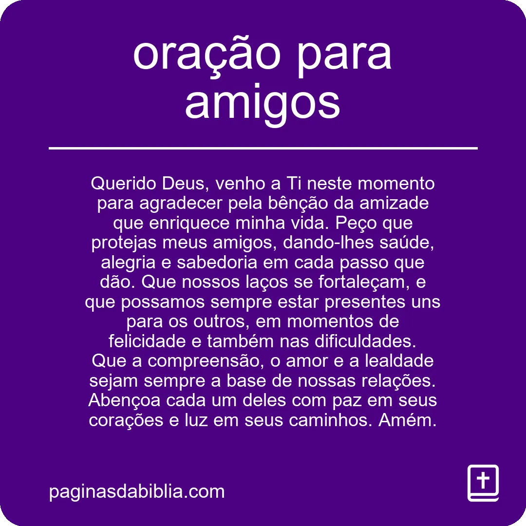 Oração poderosa para amigos queridos