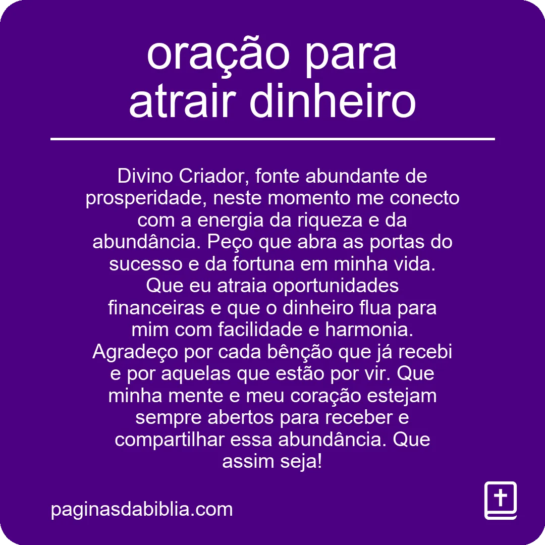 Oração poderosa para atrair dinheiro e abundância