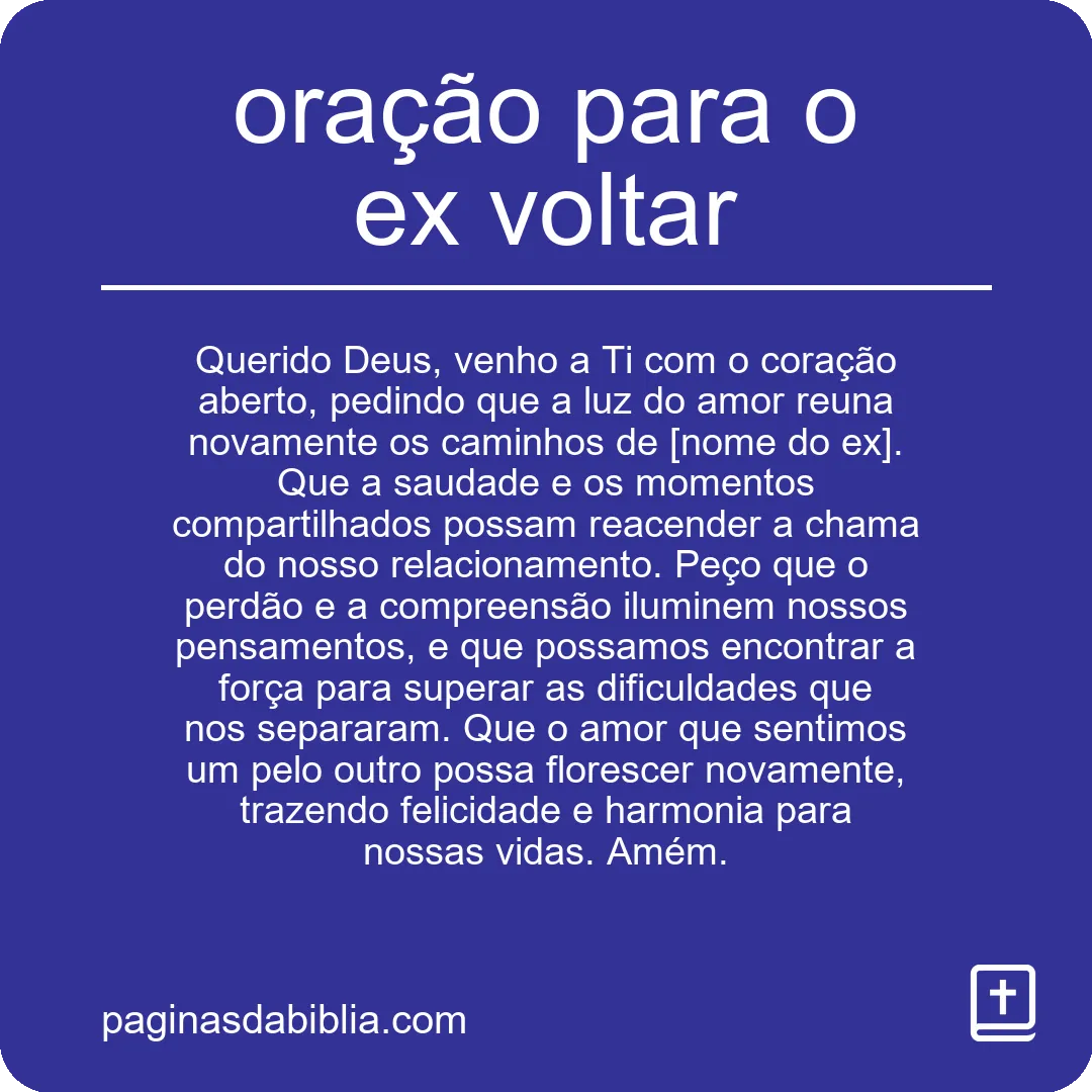 Oração Poderosa para o Ex Voltar: Transformação Espiritual