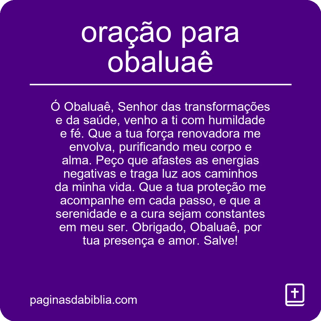 Oração poderosa para obaluaê: transformação espiritual.