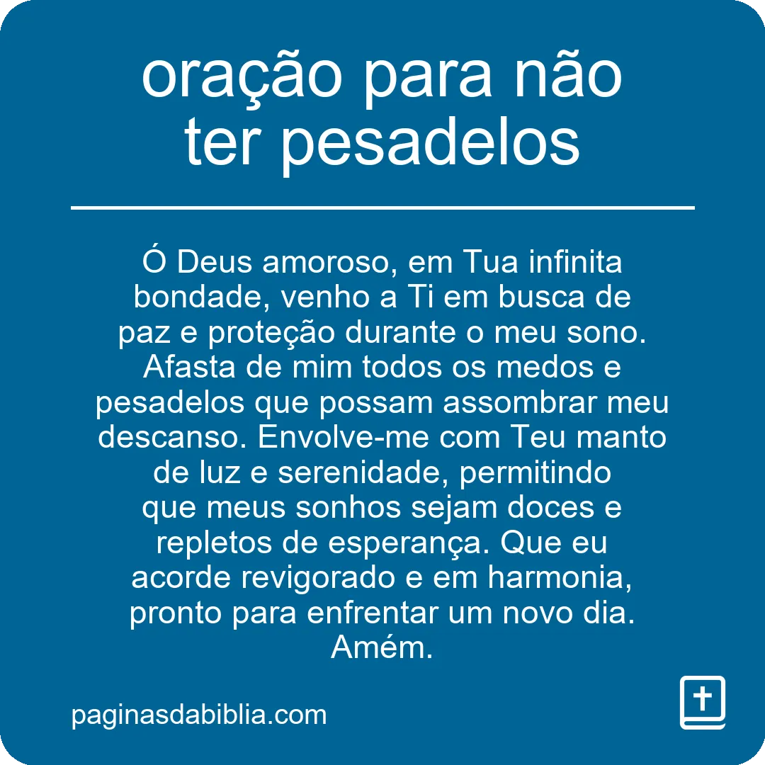 Oração Poderosa para Paz Noturna