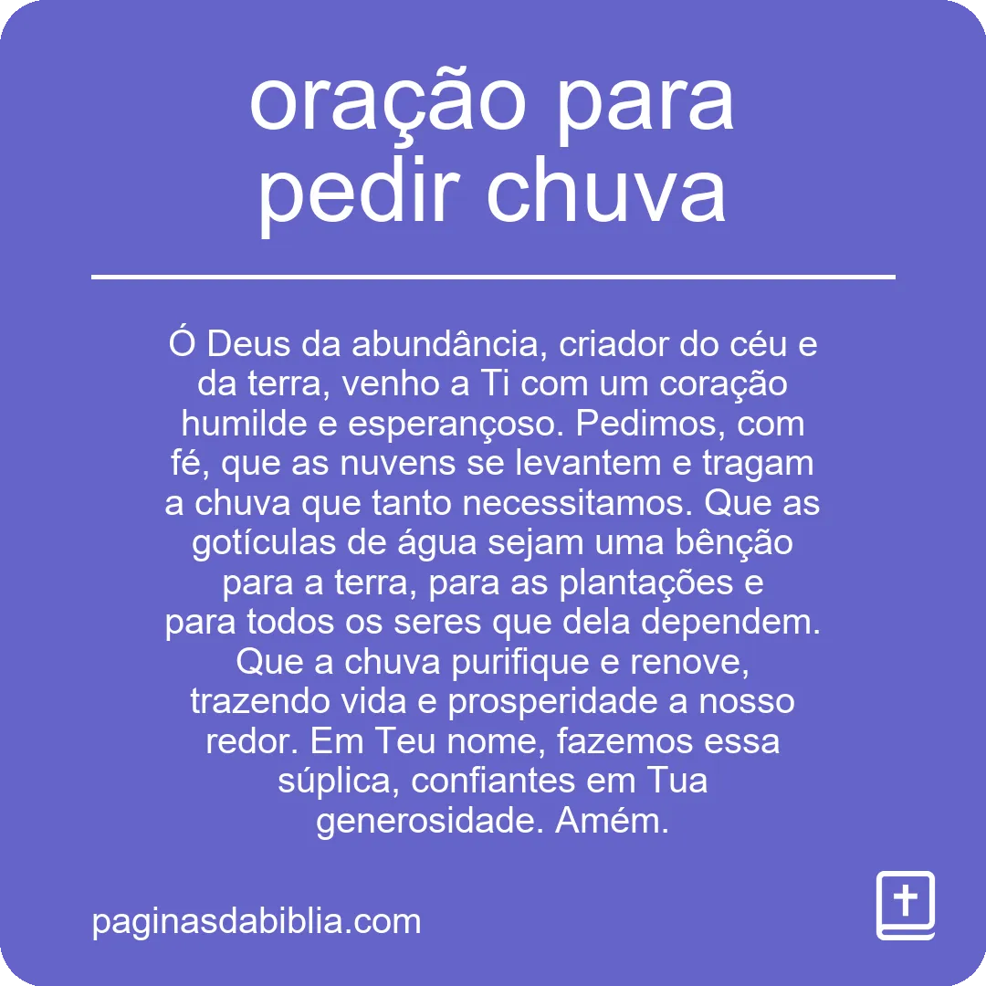 Oração Poderosa para Pedir Chuva Abençoada