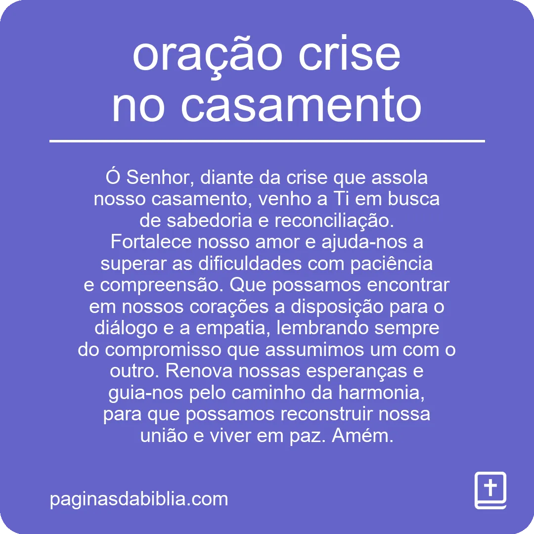 Oração Poderosa para Superar Crise no Casamento