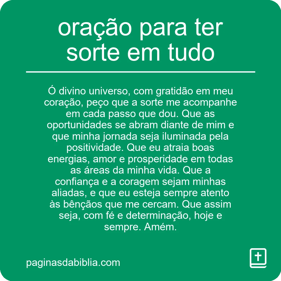 Oração Poderosa para Ter Sorte em Tudo