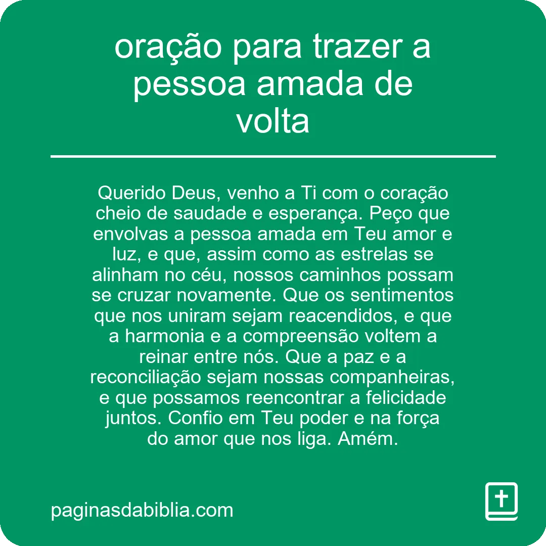Oração poderosa para trazer a pessoa amada de volta