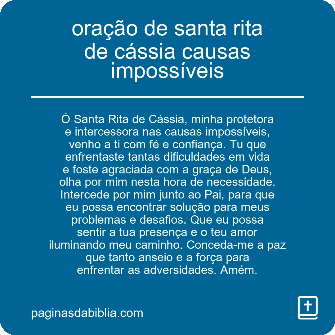 Oração Santa Rita de Cássia: Causas Impossíveis