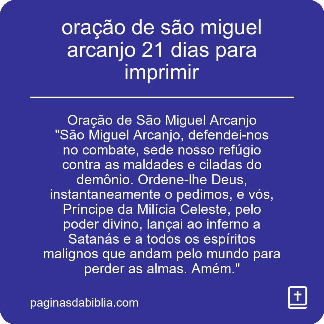 Oração São Miguel Arcanjo 21 Dias: Imprima e Faça Já!