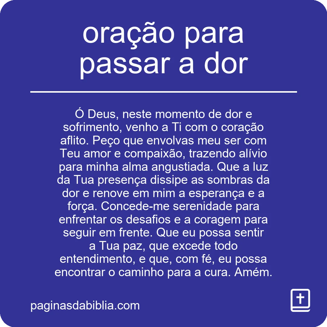 Oração Transformadora para Passar a Dor