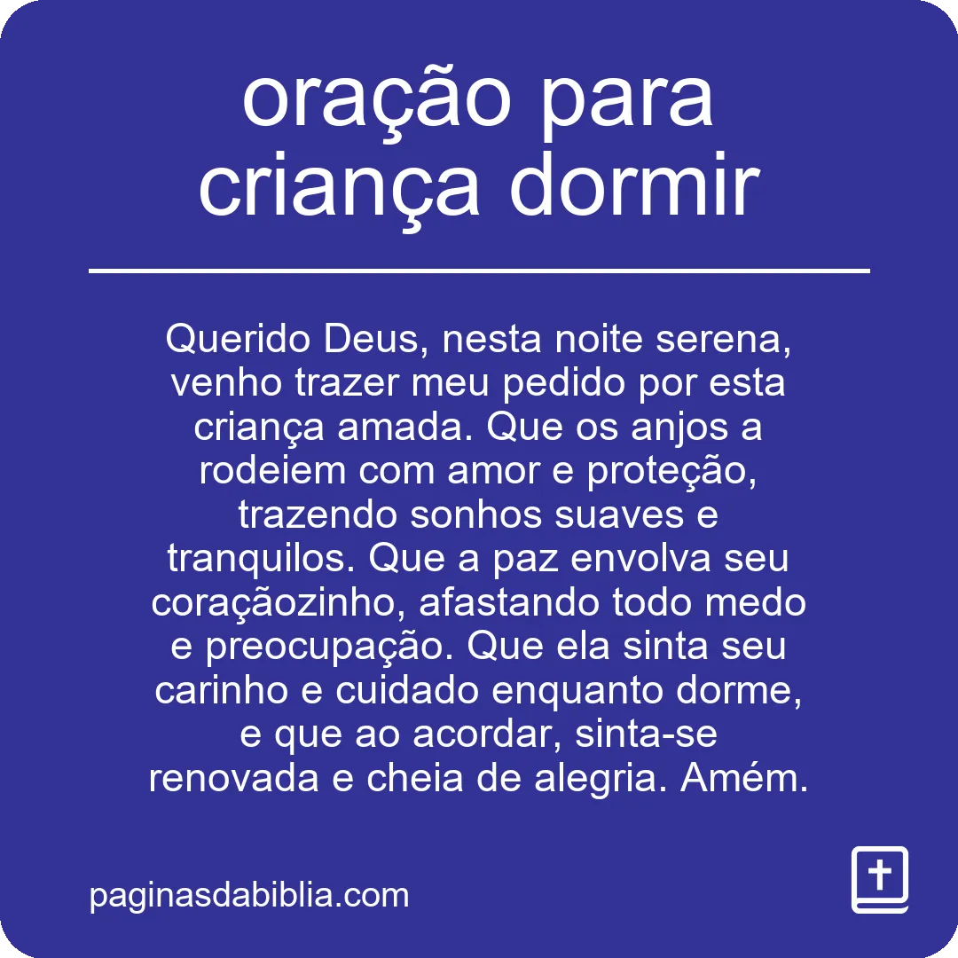 Poderosa oração para criança dormir em paz