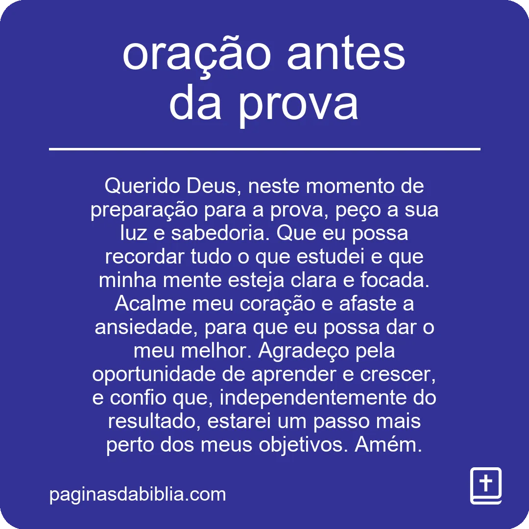 Preparação Transformadora: Oração Antes da Prova