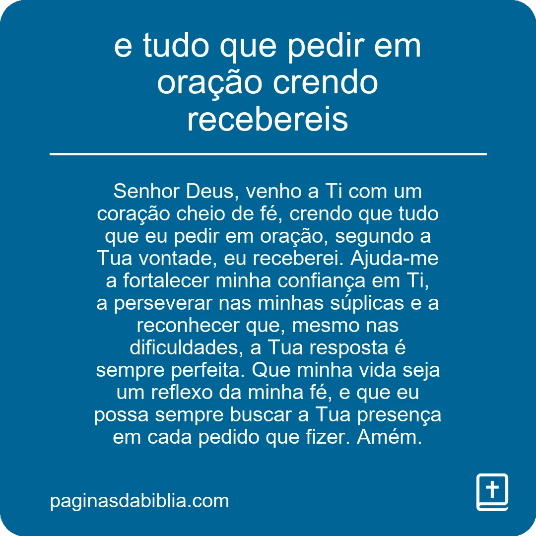 Recebereis: o poder da oração