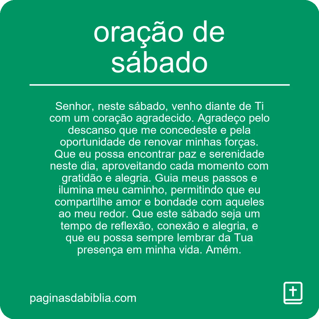 Sábado abençoado com a oração transformadora