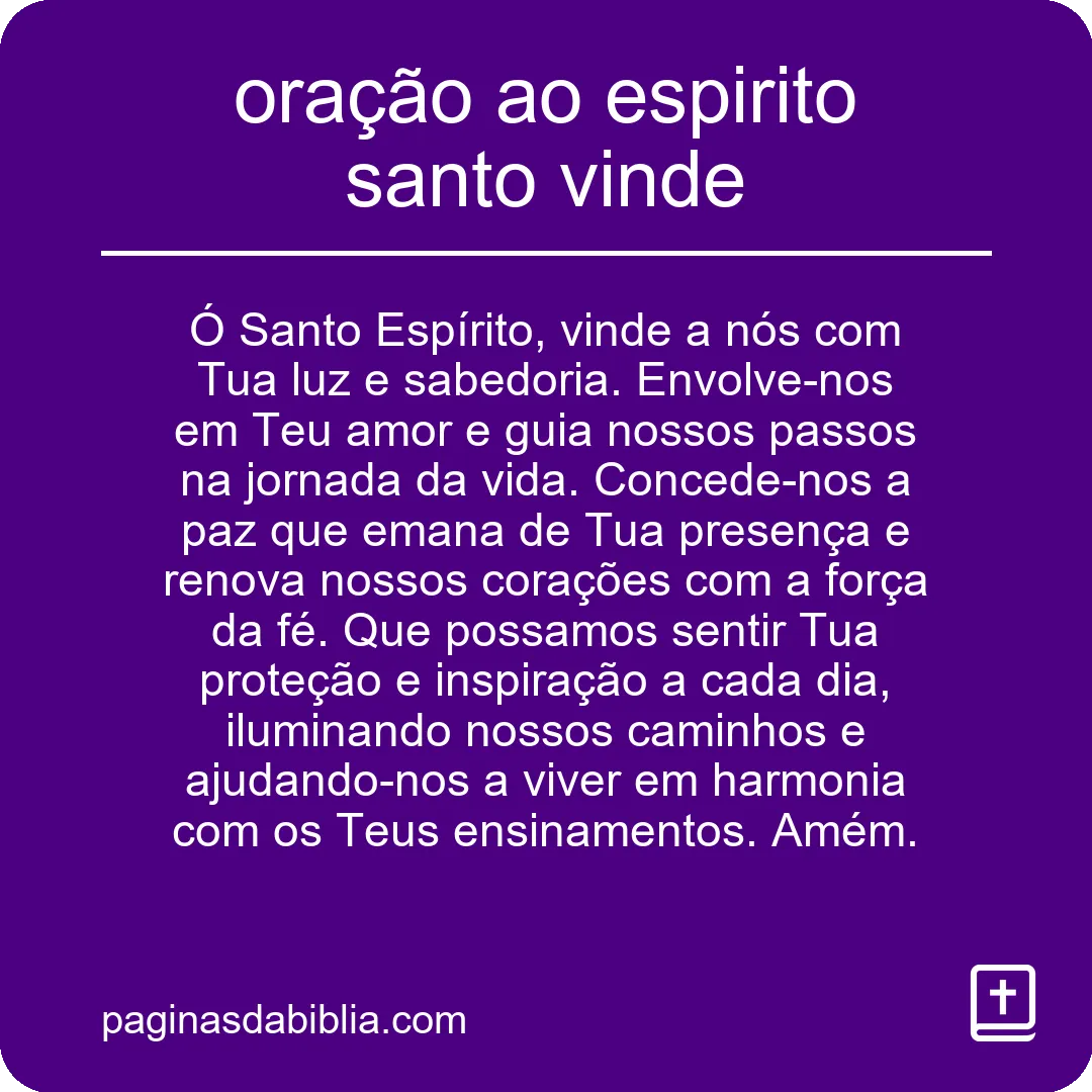 Vinde: Oração ao Espírito Santo